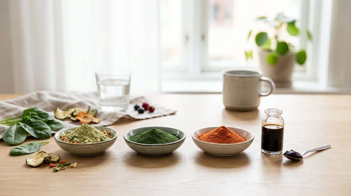 Hvad er grøntsagspulver egentlig? Forskellen på grøntsagspulver, greens-pulver, juicepulver og ekstrakt