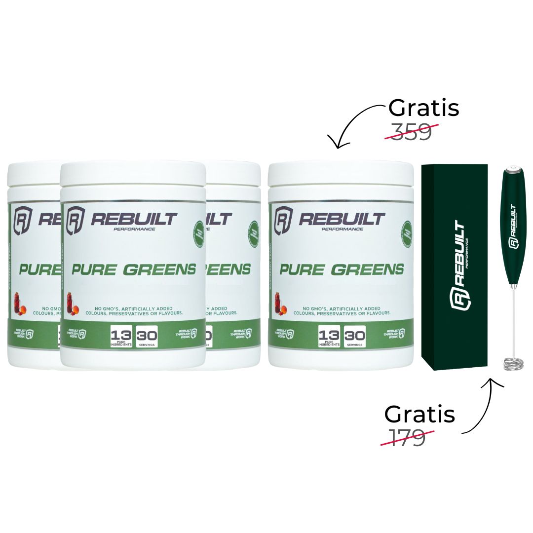 Buy 3 get 4 greens + free mixer