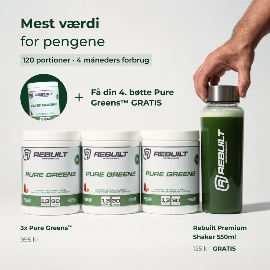 Køb 3 få 4 greens + gratis shaker